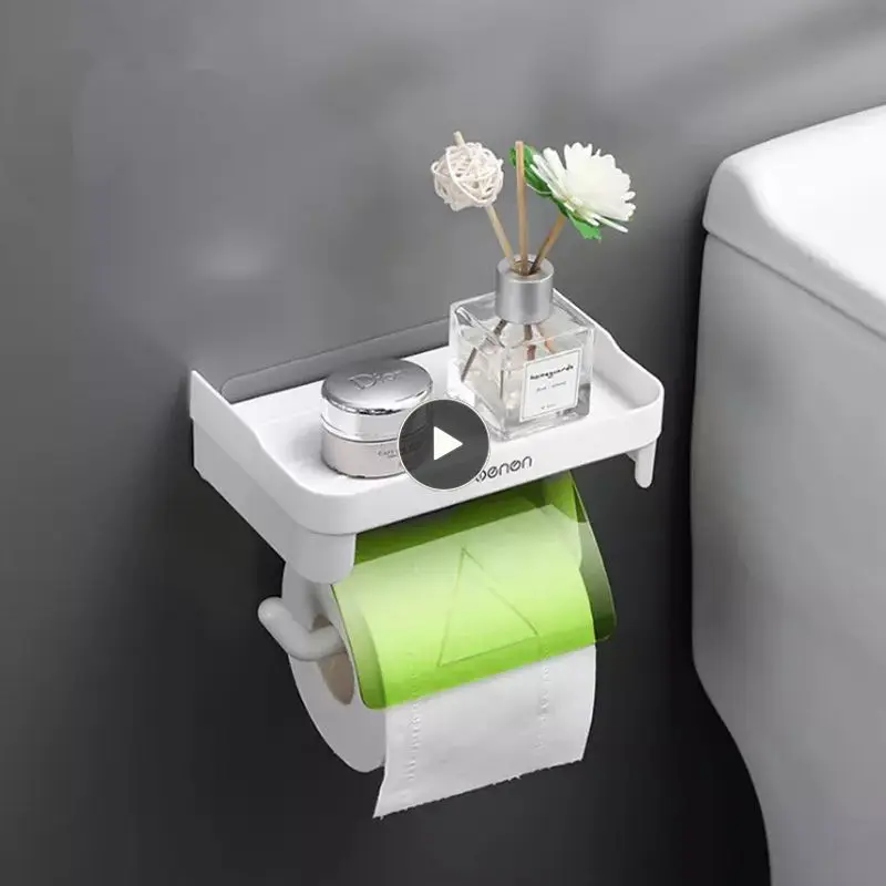 

Wall-mounted Bathroom Rack Shelves With Phone Storage Shelf Waterproof Roll Paper Holder Bathroom Accessories Toilet Shelf