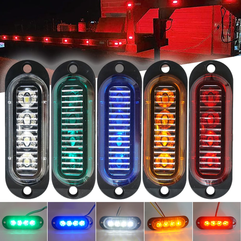 

10PCS 4LED Warning Light Car Trailer Side Marker Lamp 12V-24V Indicator Light 90LM Rear Light Waterproof Trailer Truck Lorry