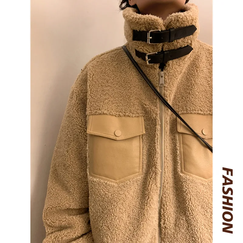 Winter Jacket Men Warm Fashion Retro Casual Thicken Lamb Hair Jacket  Japanese Streetwear Loose Thick Short Coat Mens Outwear