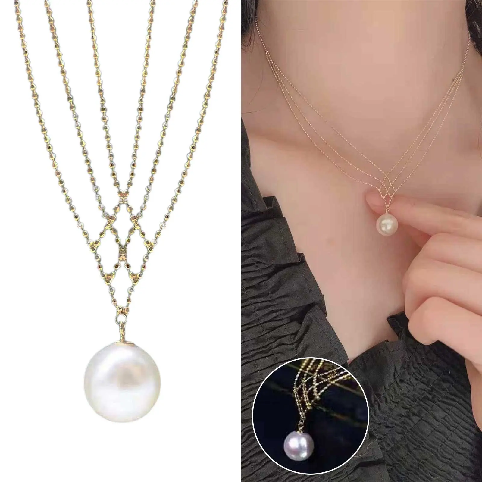 

Гальваническое жемчужное ожерелье с кулоном, модное ожерелье из ключицы, ожерелье с цветком, плотное ожерелье "елочка"