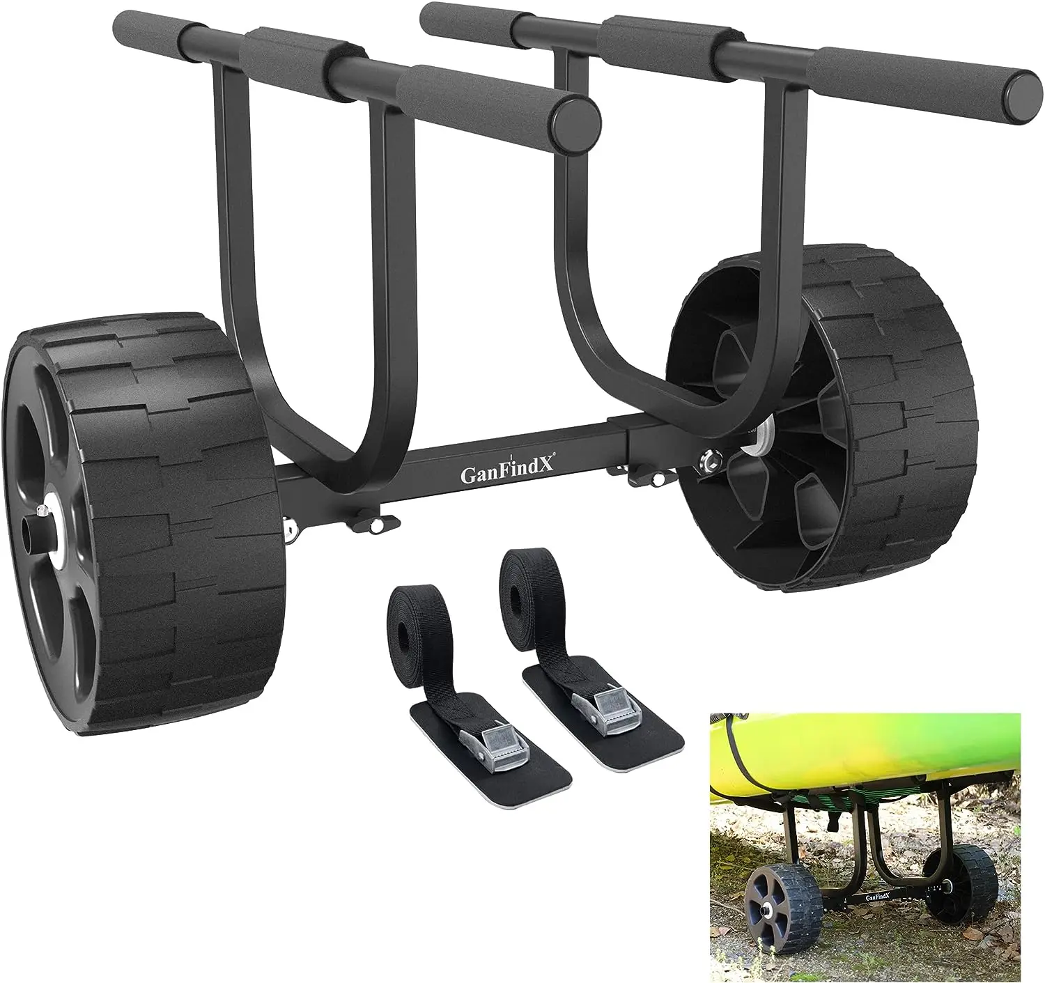 

Kayak Cart Dolly Made of Stainless Steel 304 w/Puncture-Free Wheels | 450LBS. Load Capacity Kayak Wheels Cart for Kayaking/Canoe