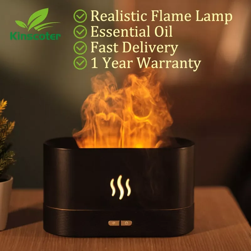 

NEW 2023 Kinscoter Aroma Diffuser Air Humidifier Ultrasonic Cool Mist Maker Fogger Led Essential Oil Flame Lamp Difusor