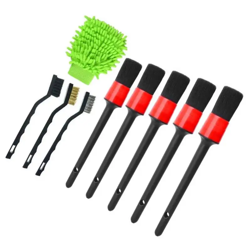 

Car Wheel Cleaning Kit Professional Car Detail Cleaner Set 9pcs Car Detail Wheel Brush Kit Cleaning Wheel Dashboard Leather Vent