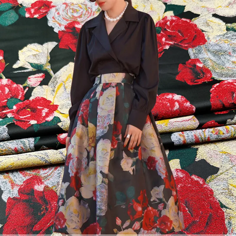 

Европейская романтическая картина маслом, большая юбка, ткань, весенний тренчкот, парчовая ткань