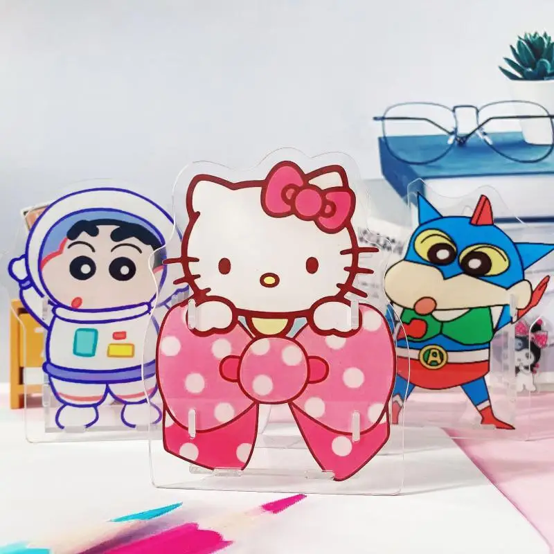 

Кавайный Sanrio Hellokitty Crayon Shin-Chan экшн-Камен контейнер для ручек Канцелярские принадлежности прозрачный Настольный подарок игрушки для девочек