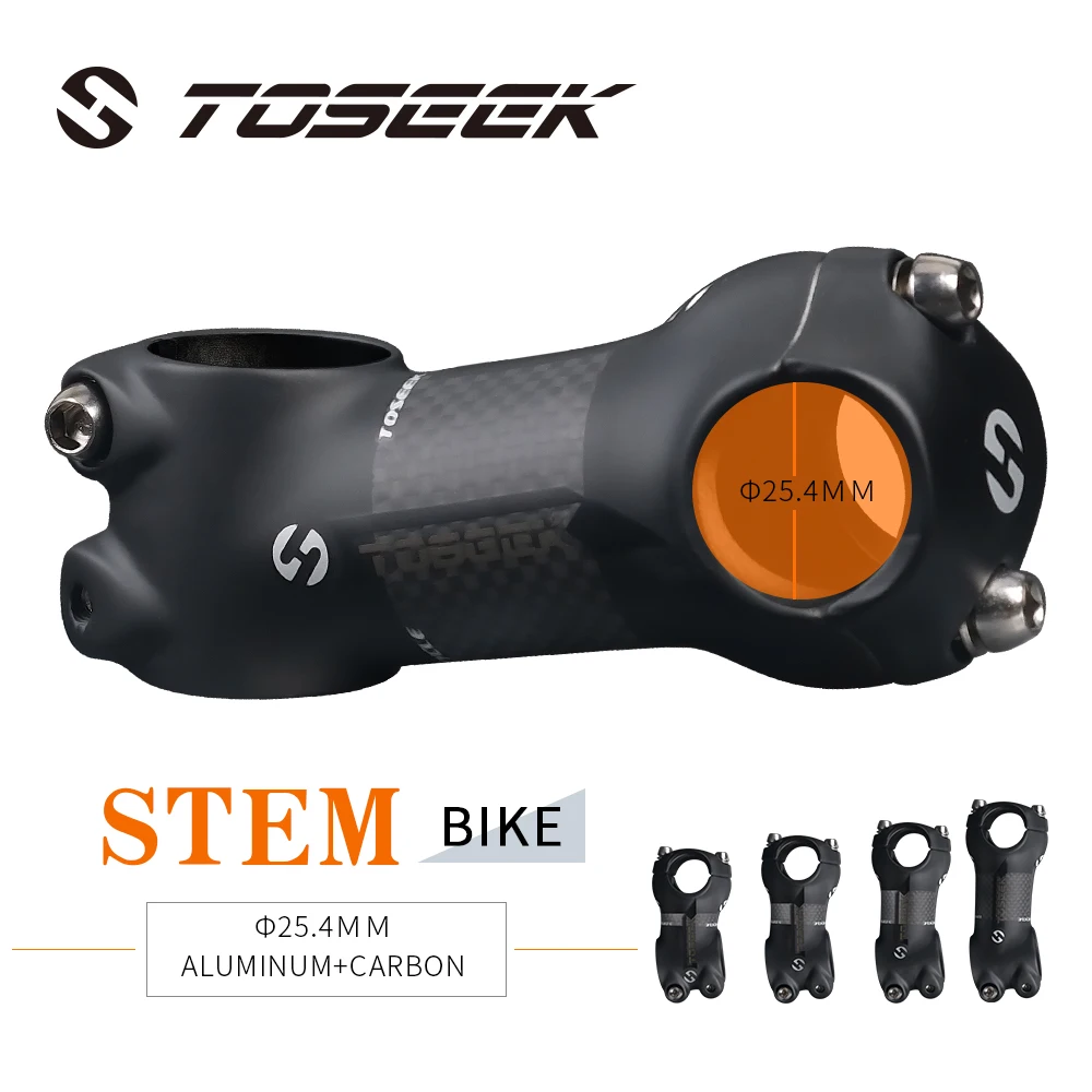 

TOSEEK Stem Carbon + Aluminum Bicycle Stem Handlebar Diameter 25.4mm Length 50mm 60mm 70mm 80mm For MTB Road Kids' Bike Parts
