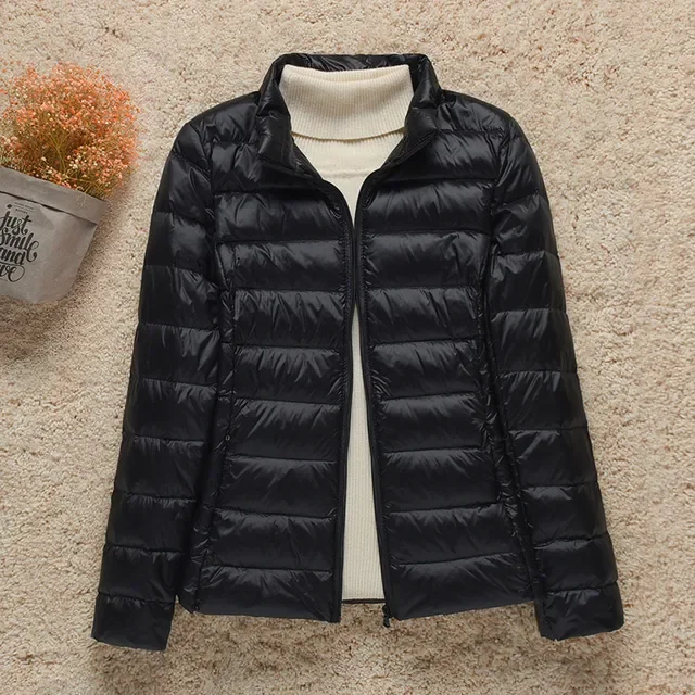 New Women Thin Down Jacket White Duck Down Ultralight Jackets Autumn And Winter Warm Coats Portable Outwear