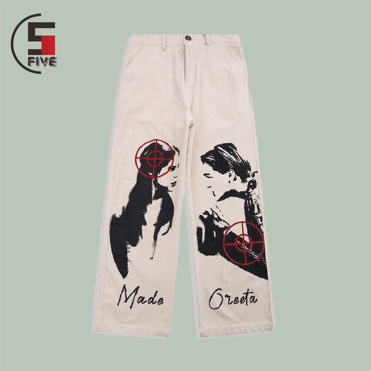 

Hip Hop Corduroy Pants Men Painting Male Women Portrait Printed Casual Cargo Pants Street Harajuku Loose Wide Leg Trouser Unisex