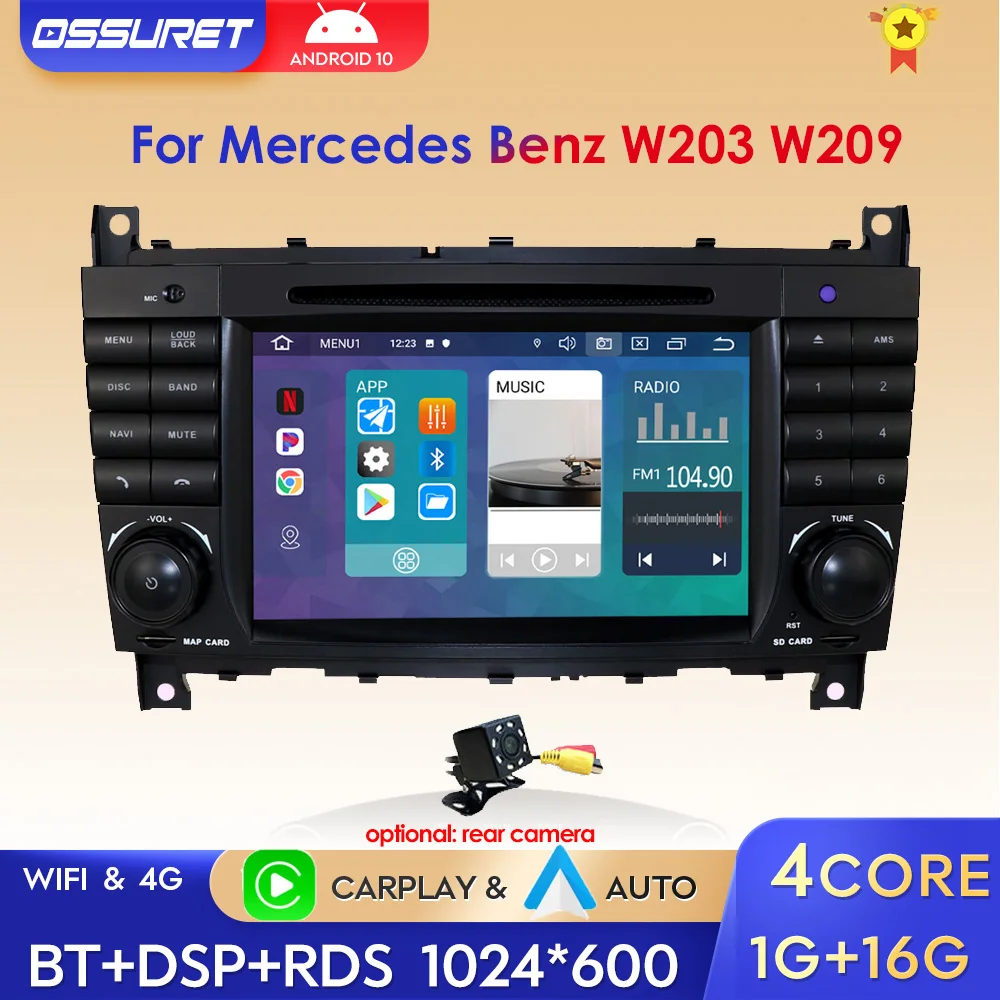 

For Mercedes Benz W203 Android 10 CLC W209 CLK CarPlay 2din Autoradio Car Radio Multimidia Player Bluetooth Audio Stereo GPS DVD