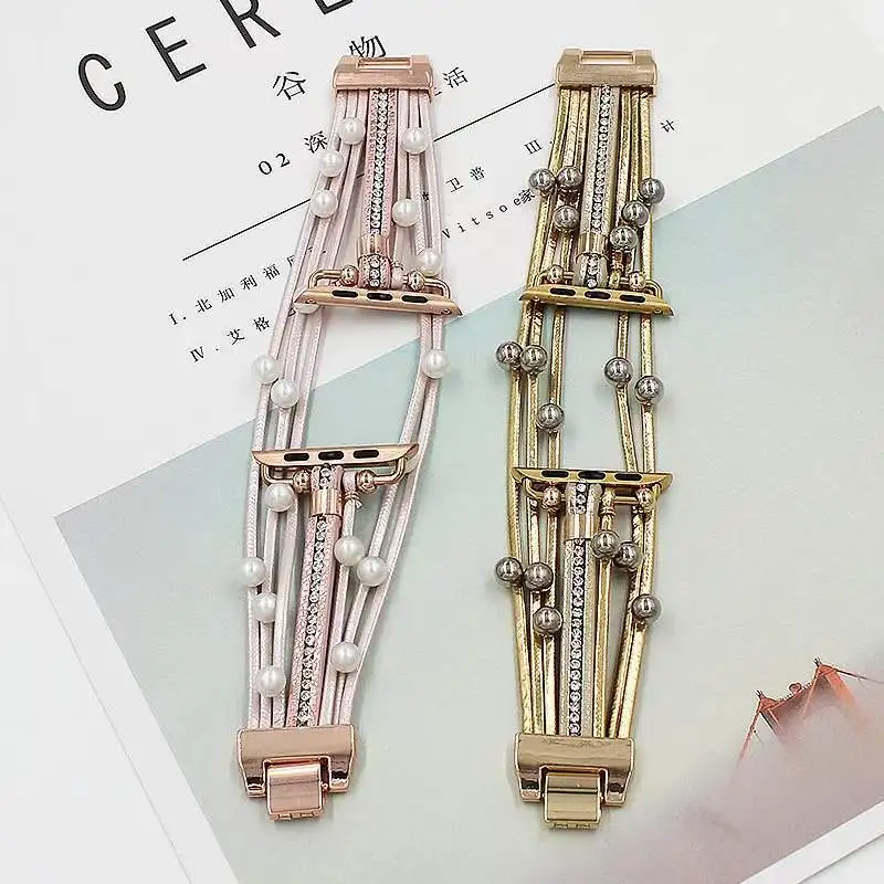 

Ремешок для часов iWatch Женский, кожаный, двойной, 38 мм, 40 мм, 42 мм, 44 мм, серии 5, 4, 3, 2, 1