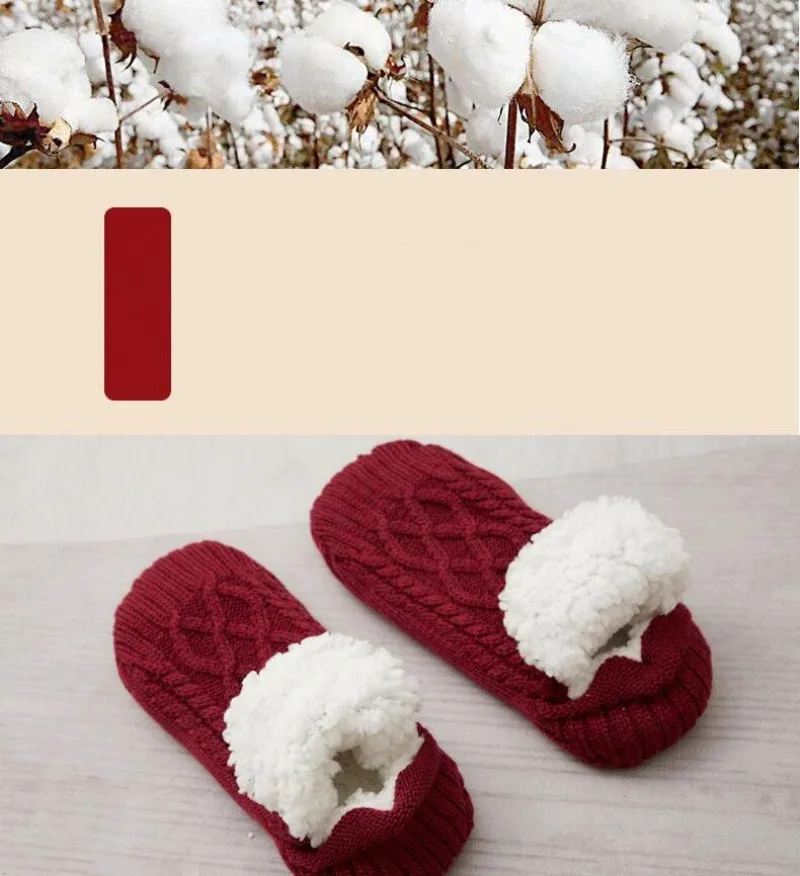 Free Shipping Winter Socks Women's Knitting Plush Warm Thicken Socks Anti Slip Low Glue Home Floor Sock 1Pair