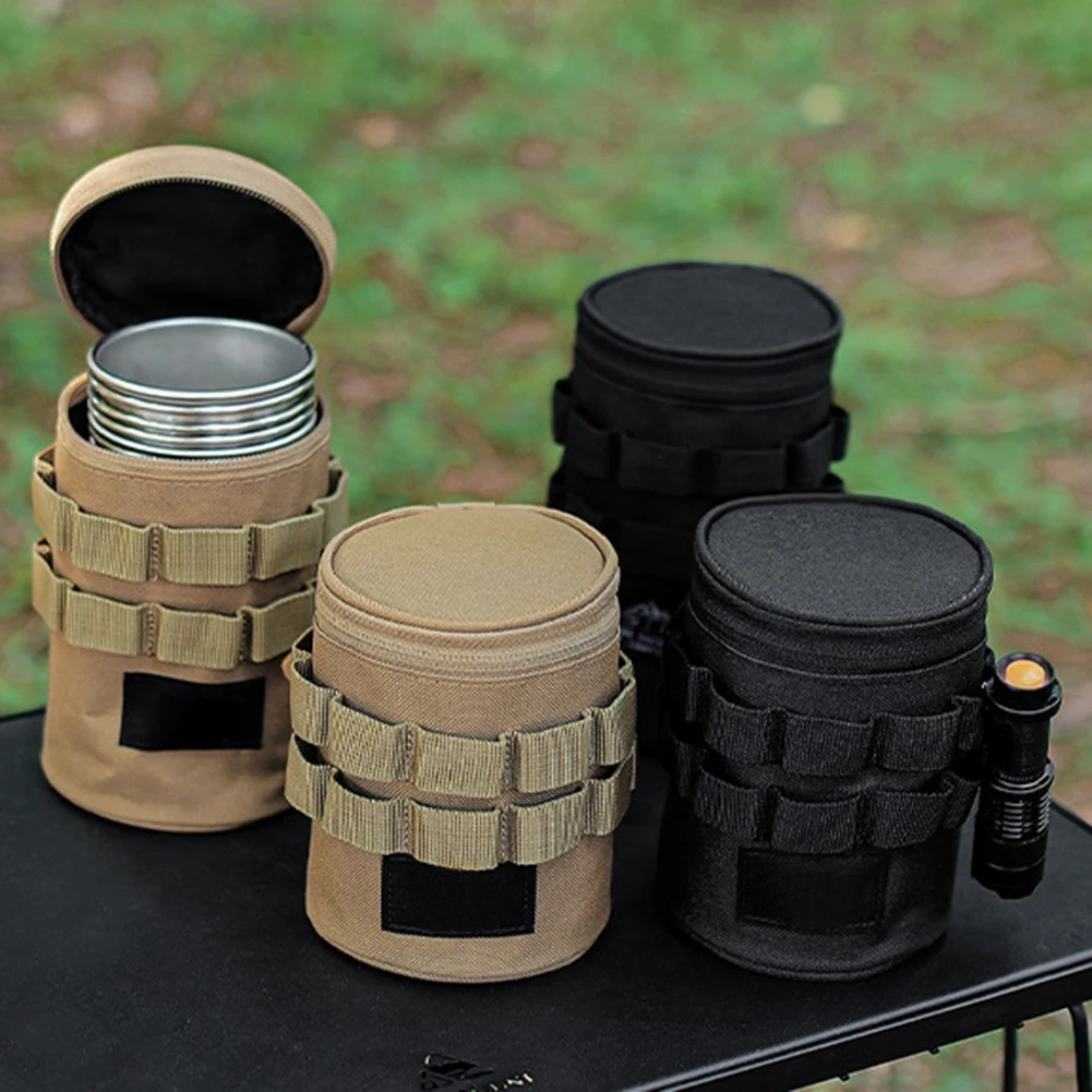 

Tactical Cup Organizer Bag With Rings Of Belt Hanging Holes Portable Storage Bag For Outdoor Travel Camping BBQ Picnic