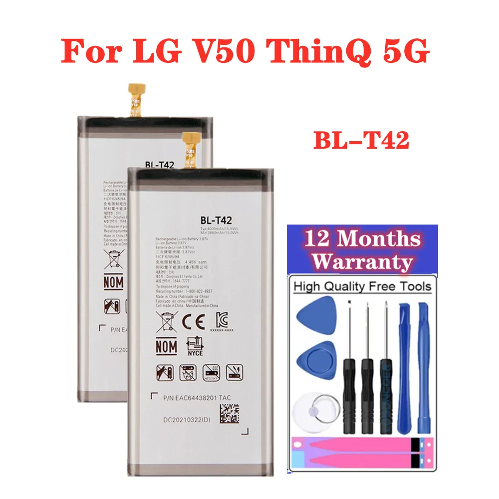 

High Quality 4000mAh BLT42 BL-T42 Replacement Battery For LG V50 ThinQ 5G LM-V500 V500N V500EM V500XM T42 Phone Battery + Tools