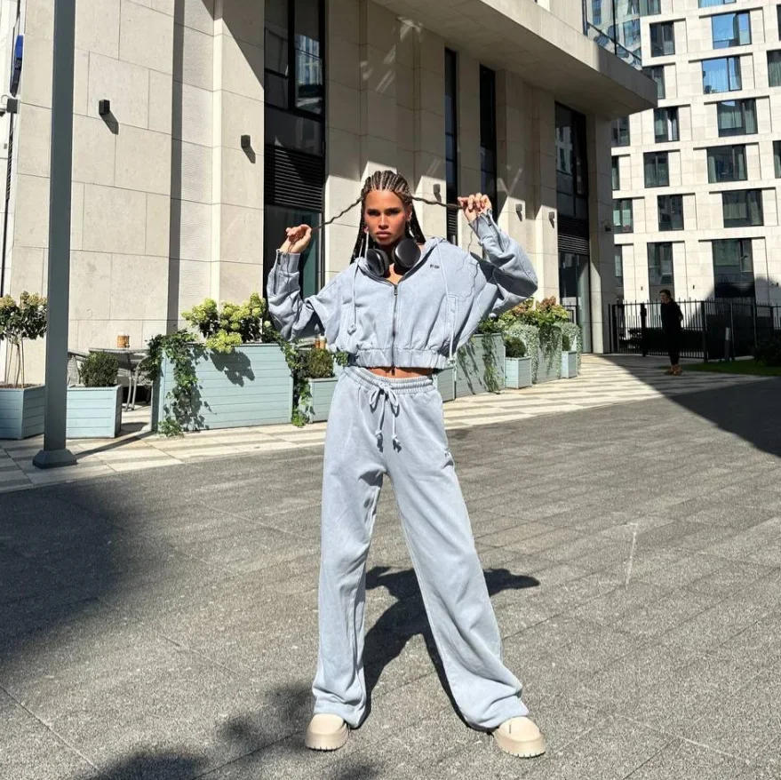 Новинка 2024 женский модный комплект свитшотов-кардигана высококачественный