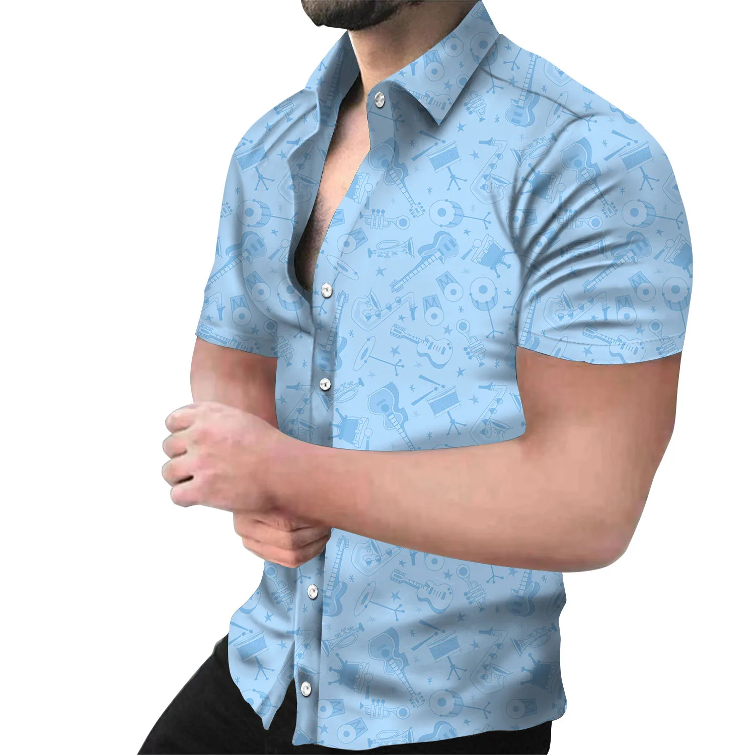Fashion and Causl Men Personality Printed Shirt