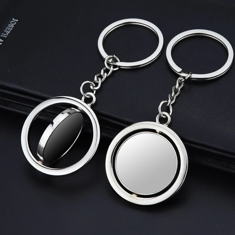 

360 Rotating Metal Tag Keychain DIY Handmade Round Blank New Diy Car Key Chain Stainless Steel Bag Pendant Keyring NEW