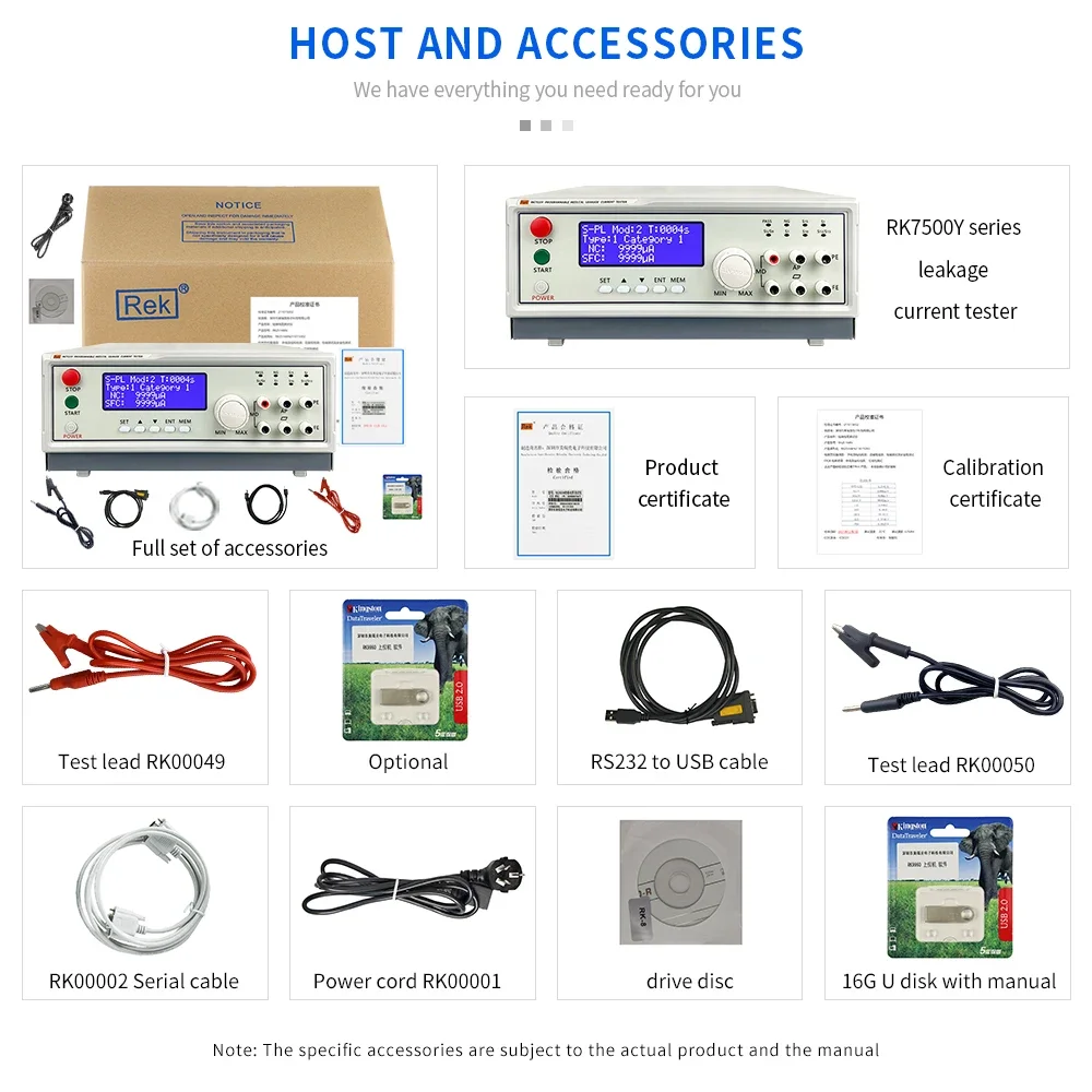 Программируемый медицинский тестер тока утечки REK RK7505Y 500 ВА с ПЛК RS232 для