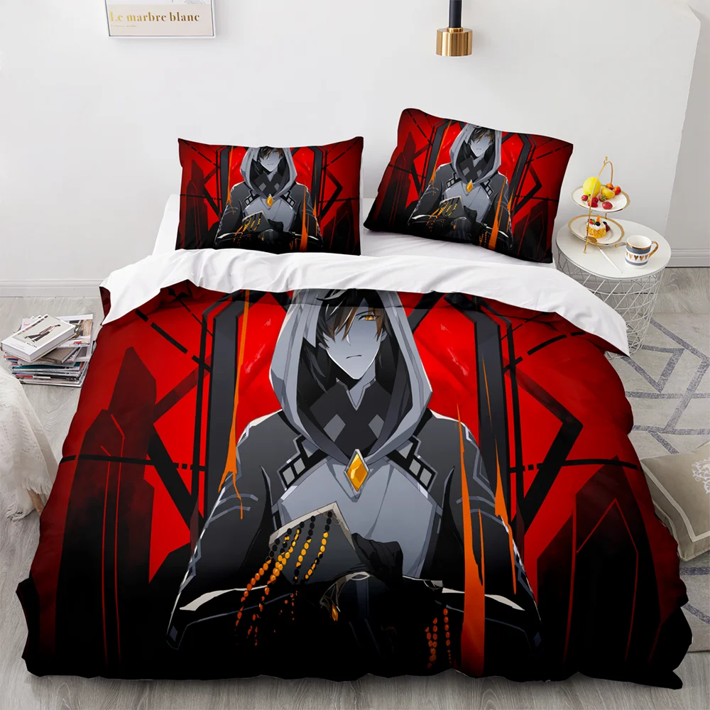 

Set Single Twin Full Queen King Size Game Anime Bed Set Aldult Kid Bedroom Duvetcover Sets 3D Anime 059 Genshin Impact Bedding