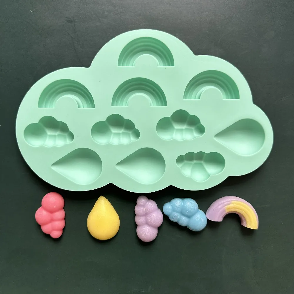 

Raindrops Clouds Rainbow Style Candy Chocolate Mold For DIY Pastry Biscuit Dessert Baking Tools Heat Safe Silicone Cake Molds