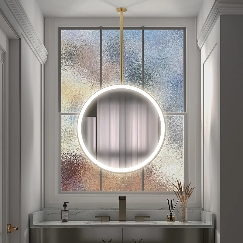 

Round Decorative Wall Mirror Hanging Vanity Led Bathroom Mirror Modern Style Makeup Wedding Espejos Con Luces Dressing Room