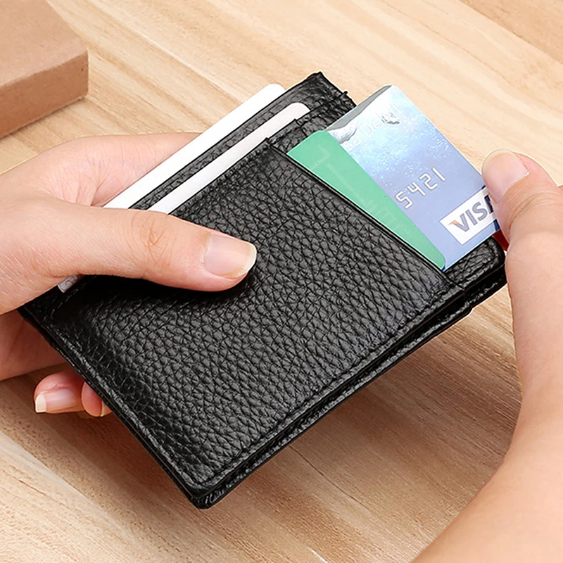 

Slim Leather Wallet Credit ID Card Holder Purse Money Case For Men Women 2023 Fashion Bag Thin Small Kreditkartenetui