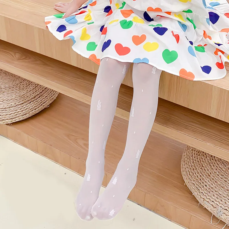 

Girls Tights Kids Cartoon Rabbits Pantyhose Thin Silk Stockings Kids Tights Anti-mosquito Stocking Toddler Girl Dance Pantyhose
