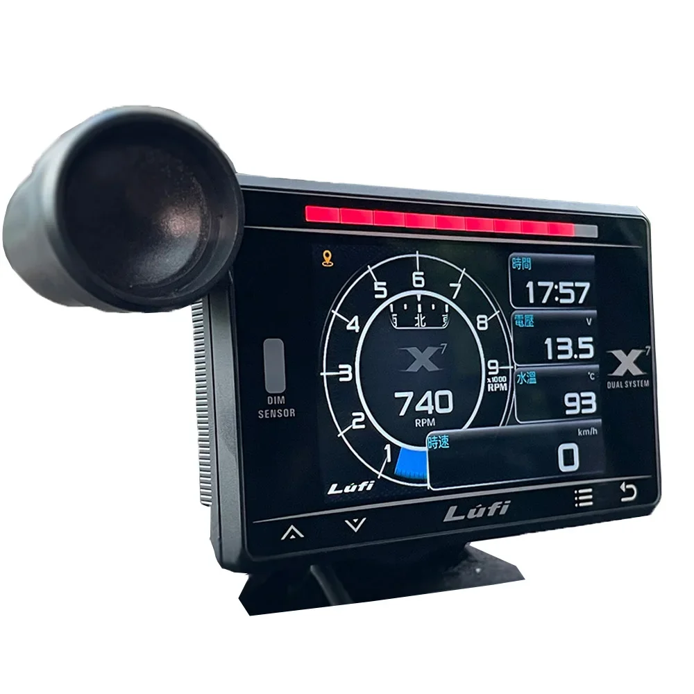 Фото LUFI X7 Манометр GPS Проекционный дисплей Давление масла с турбонаддувом Температура масла G Значение Гироскоп ЖК-дисплей Автомобильный измеритель OBD2 №1