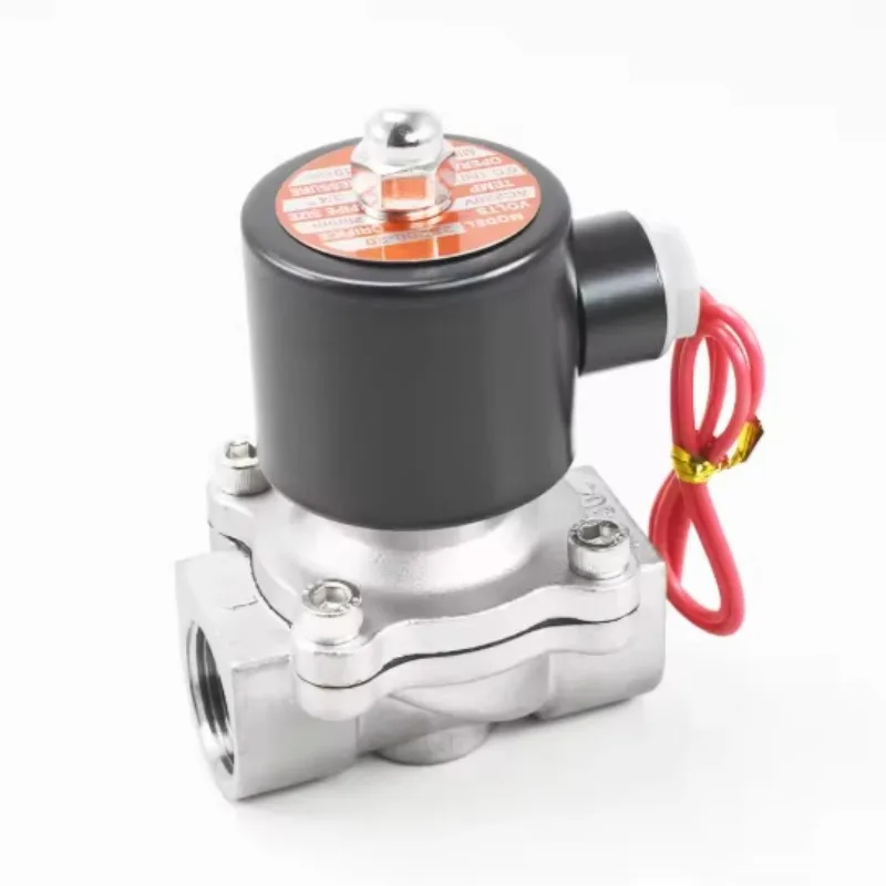 Фото DN32 2W-320-32 Нормально закрытый 2-ходовой электромагнитный шаровой клапан из нержавеющей стали AC220V Водяные масла Воздух №2