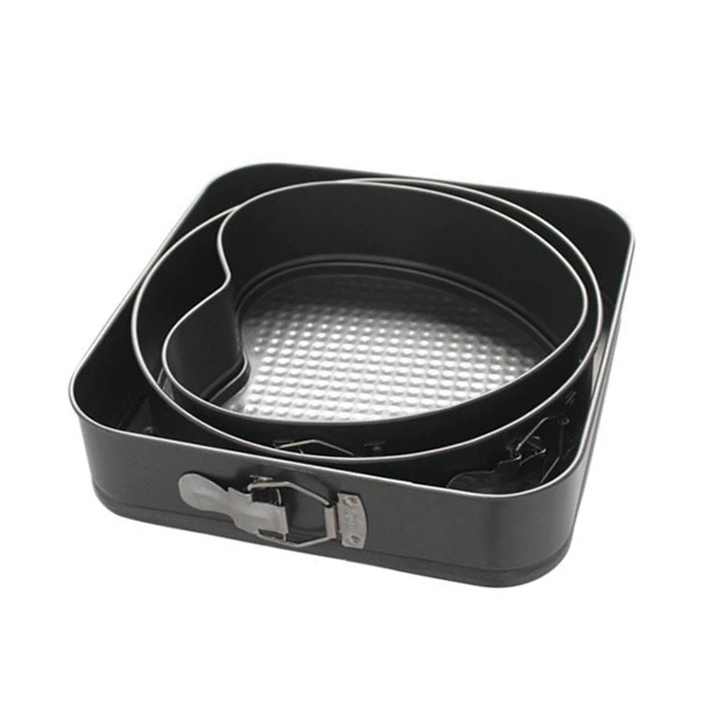 

3pcs Quick Release Stackable Baker With Removable Bottom Easy Clean Carbon Steel Cake Pan Set Baking Leakproof Non Stick
