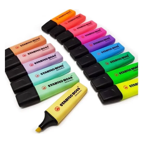 

15 Pcs Stabilo Boss Fluorescent Highlighter Pastel Colors Pens School Office Supply Original Oblique Marker Free Shipping Gift