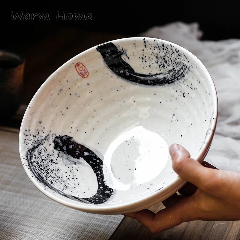 

Chinese Ramen Bowl Noodle Soup Bowls Kitchen Large Ceramic Mixing Bowl Household Salad Creative Specialty Restaurant Tableware