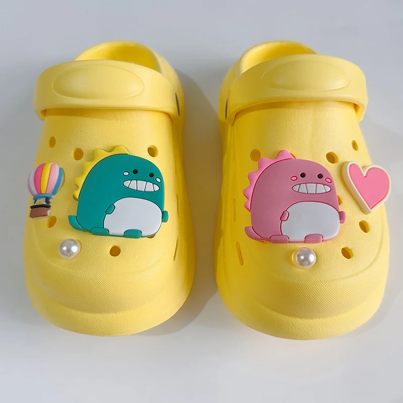 Cute Cartoon Blue Pink Dinosaur PVC Shoes Charms Packs For Shoe Accessories Decorations Funny Kiss Nice Letter Kids Jewelry Gift