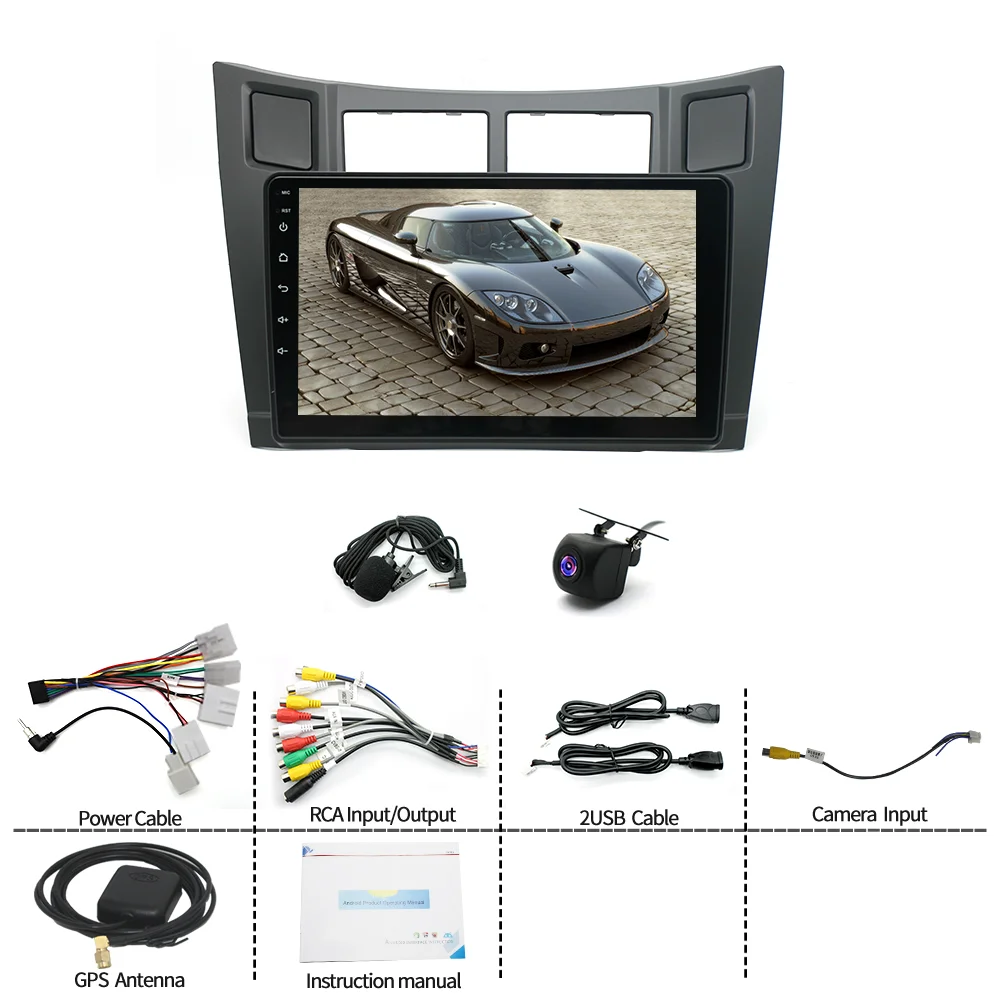 9-дюймовый для Toyota Yaris Vizi 2005-2012 Android 13.0 6 + 128G Автомобильный GPS-навигатор