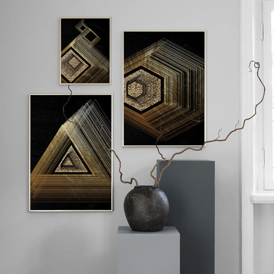 

Nordic DAbstract Geometric Gold Foil Wall Art Canvas Painting Poster Landscape Wall Decor Pictures Room Home Decor