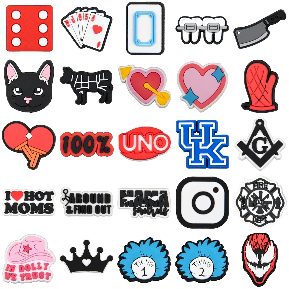 

PVC Shoe Charms Poker mahjong games Garden Shoes Decoration Accessories Diy for Croc jibz Wristband Backpack Party Gift