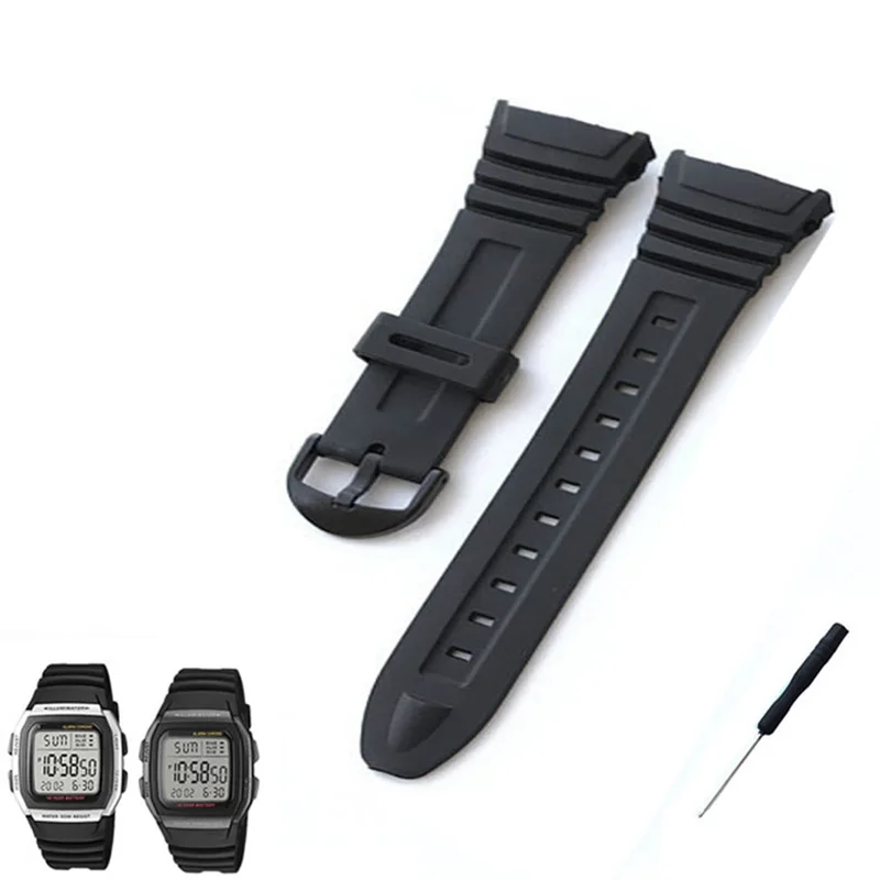 Силиконовый ремешок для часов g-shock Casio W-96H спортивный резиновый с оригинальными