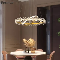 Nordic Light Luxury Crown Lamp Crystal Flower LED Chandelier Restaurant Lamp Modern INS Trend Study Banquet Hall Lamp Lighting