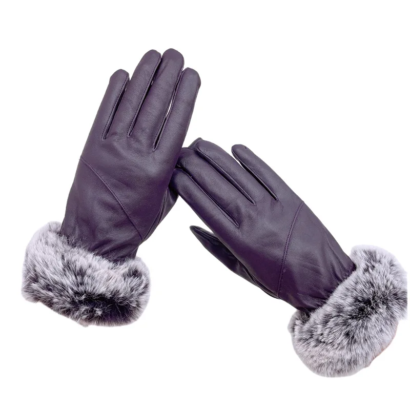 

Autumn And Winter Outdoor Cycling Touch Screen Gloves With Cashmere Warm Pu Gloves Simple Casual Ladies Thick Gloves