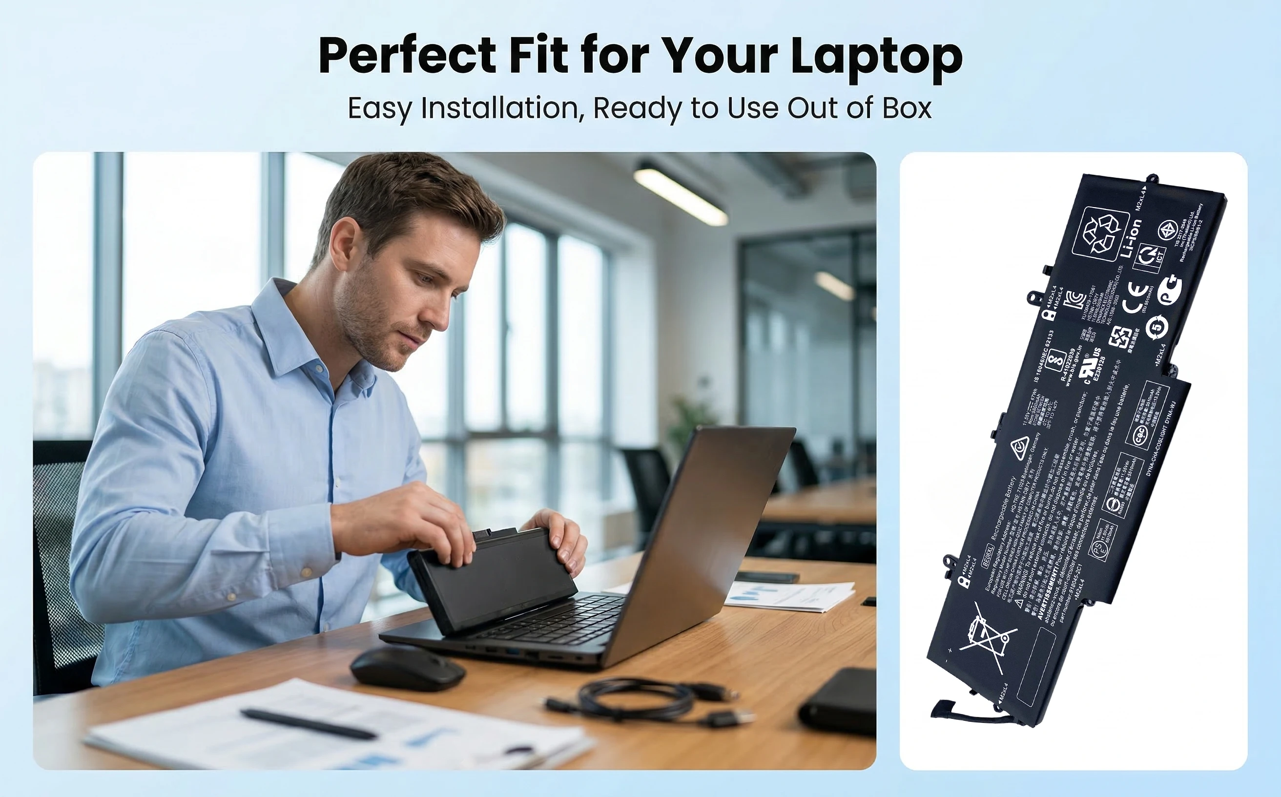 Фото Новый аккумулятор для ноутбука BE06XL 67Wh для HP Elitebook Folio 1040 G4 HSTNN-IB7V HSTNN-DB7Y 918045-1C1 918045-171 918180-855 918108-855 №3
