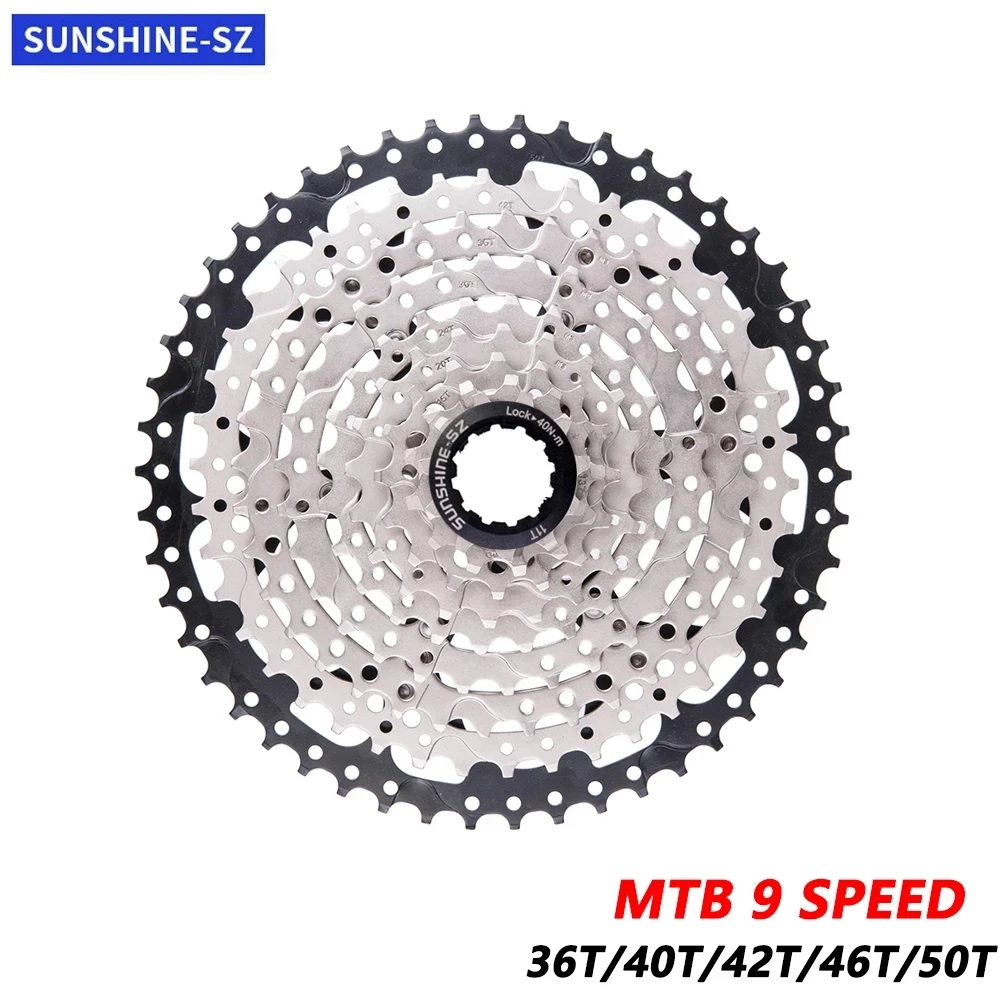 

SUNSHINE MTB Bike 9 speed Cassette 9 speed Velocidade Sprockets for K7 9v 11-36T 40T 42T 46T 50T Bicycle Freewheel for SHIMANO