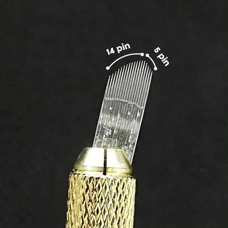 

Sdotter 100 шт. мощная фаска 18 пин лезвие для перманентного макияжа бровей татуировки микроблейдинг игла для 3D вышивки ручка