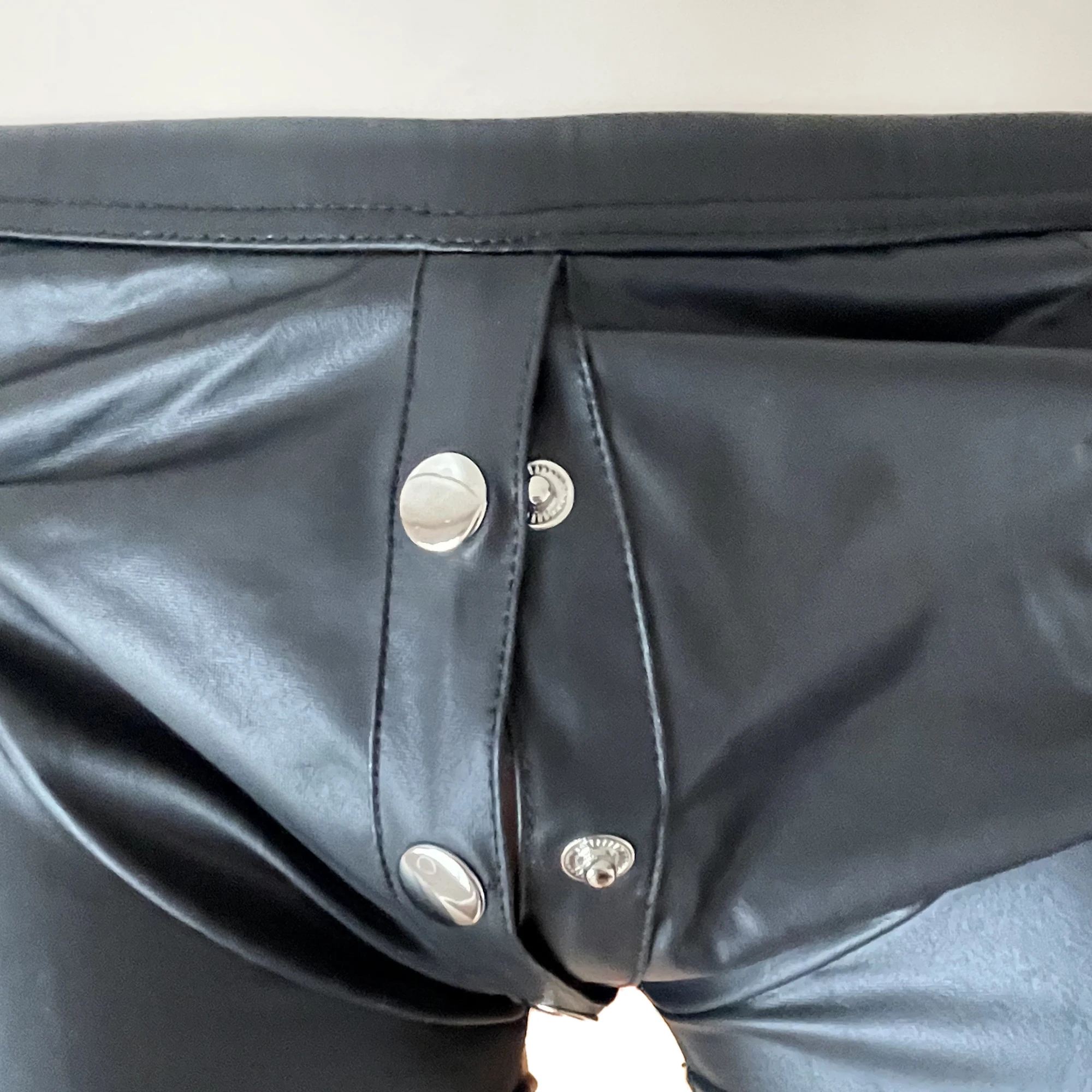 YUFEIDA Male Underwear Pu Leather Sissy Boxers Shorts Men's Leather Fetish Boxer Shorts Porno Gay Erotic Lingerie for BDSM Sex