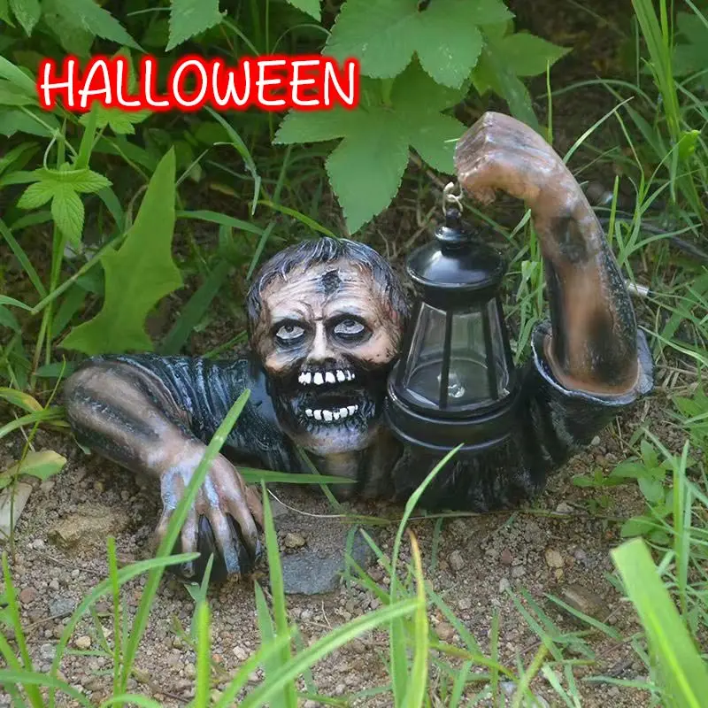 

New Zombie Lantern Creative Terror Halloween Outdoor Decor Garden Zombie Statue with Battery Lantern Zombie for Yard