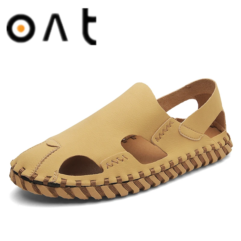 

Men'S Sandals Outdoor Summer Leather Closed Toe Beach Shoes