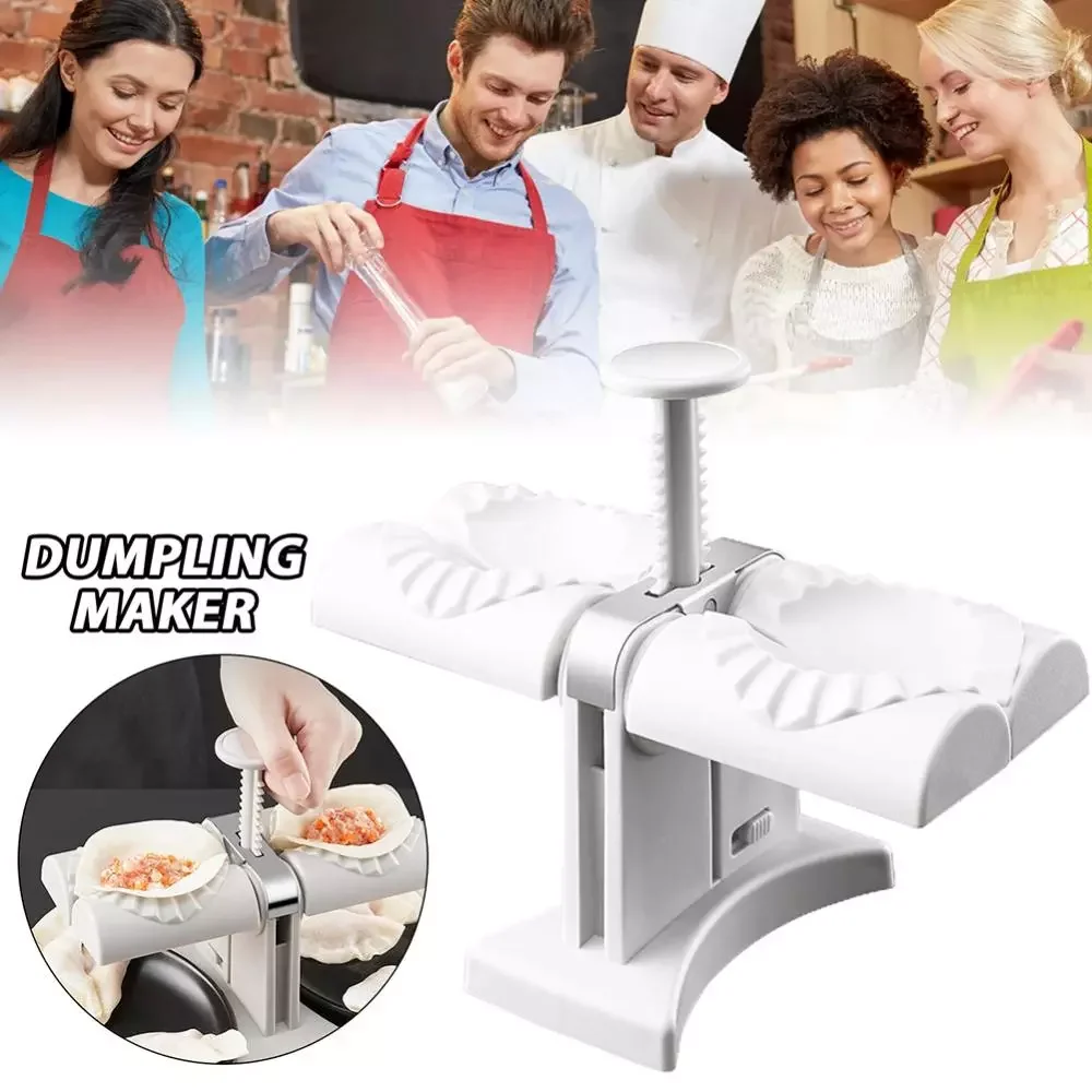 

NEW IN Dumpling Maker Machine Automatic Press Double Dumplings Mold Kitchen Accessories Pressing Jiaozi DIY Ravioli Mould Gadget
