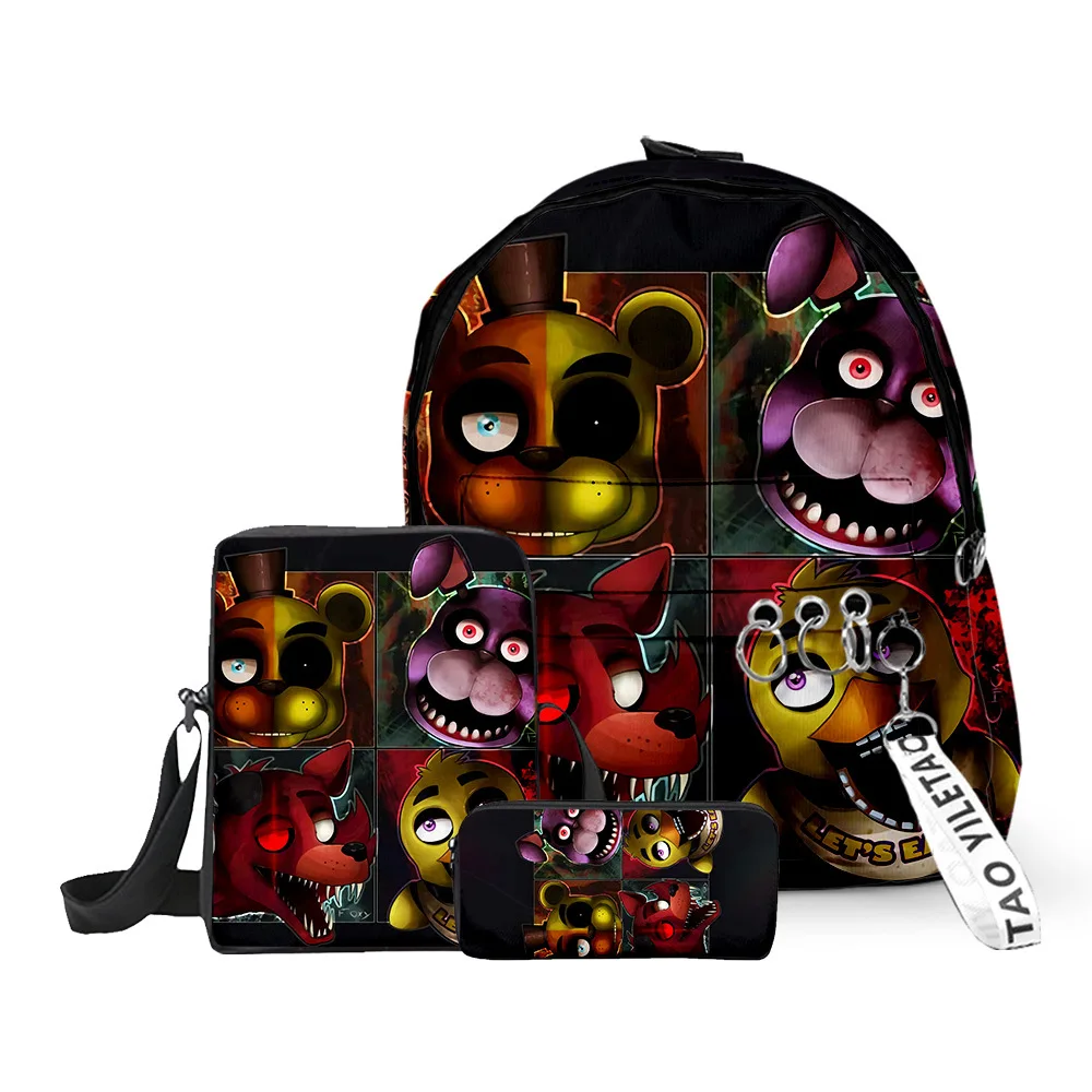 

Five Nights At Freddy's 3D New Print Game Teddy Bear 3pcs School Bag Backpack Gift for Primary and Secondary School Students