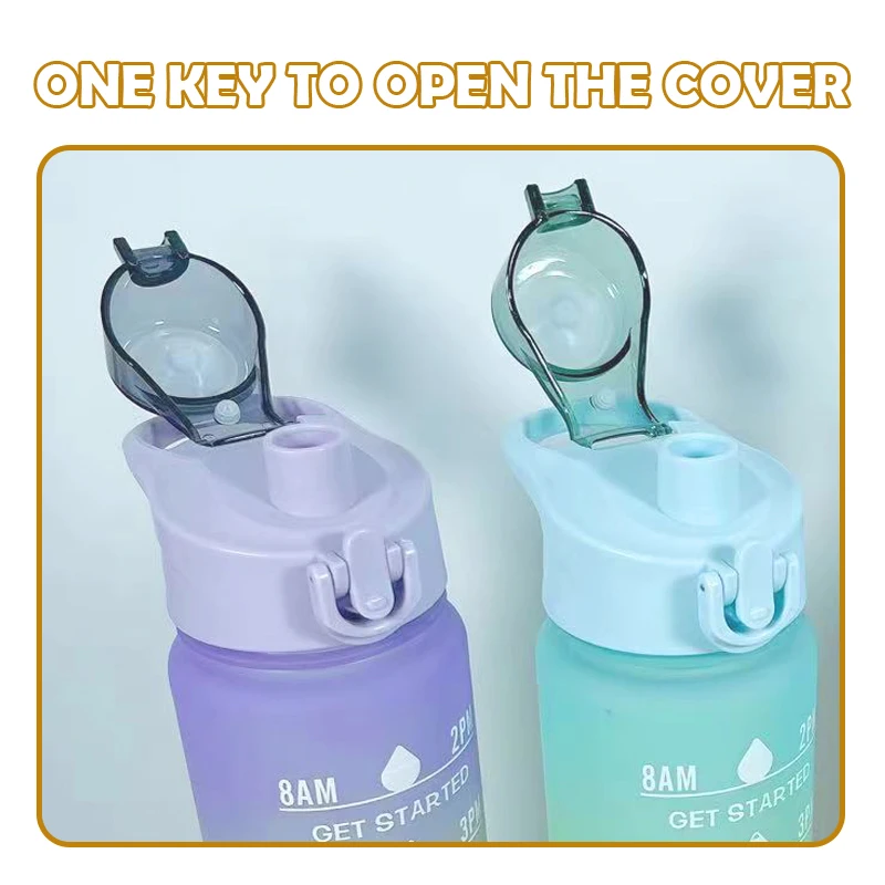 1 литровая мотивирующая бутылка для воды с маркером времени герметичная