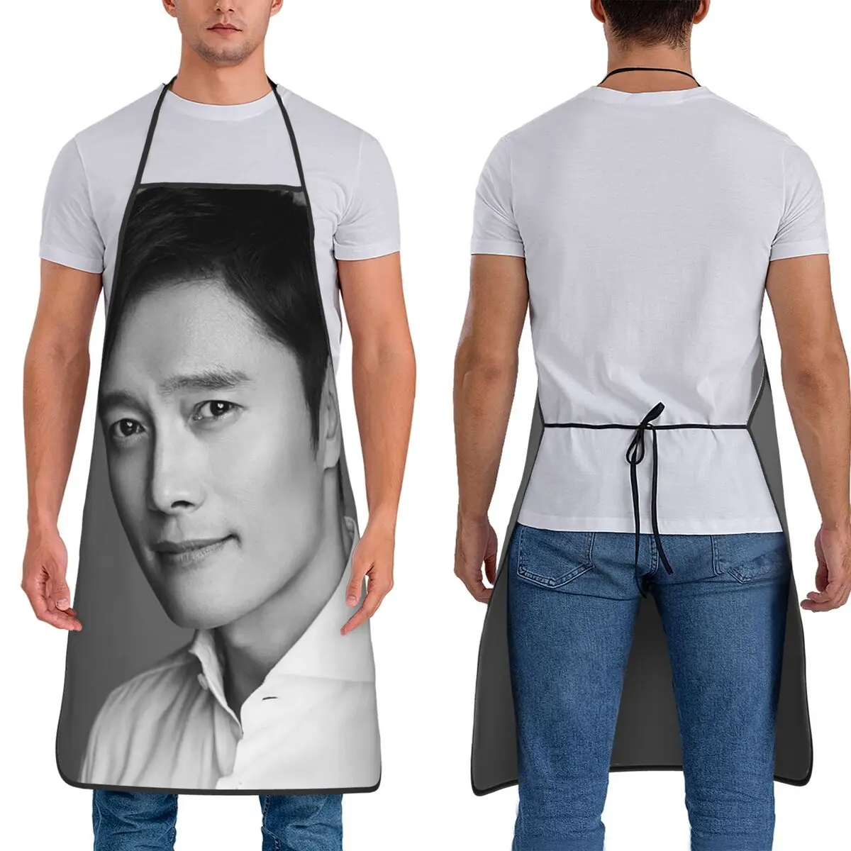 Фото Фартуки Lee Byung Hun для шеф-поваров, для готовки и выпечки, кухонные фартуки-нагрудники для женщин и мужчин, для рисования №3