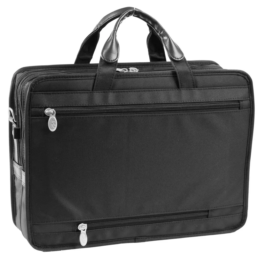McKlein HUBBARD, Nylon Double Compartment Laptop Briefcase, Tech-Lite Ballistic Nylon, Black (58435)
