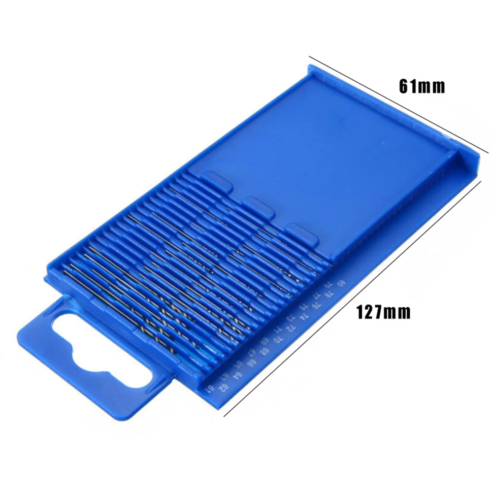 1 Set(20pcs) Drill Bits #61-#80 Mini Imperial Drill Bit Set HSS Inch Drill Micro Drill Bits Set For Precision Crafts